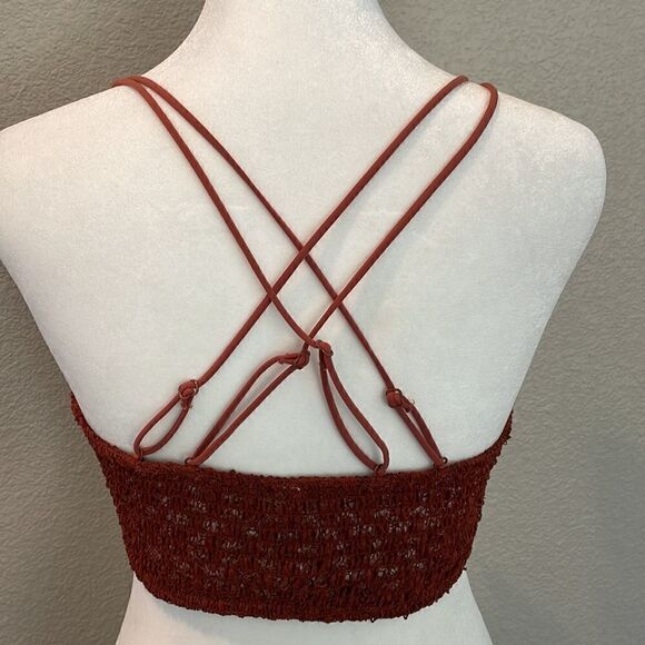 Free People Intimately Crochet Flower Bralette in Color Rust - Picture 3 of 6